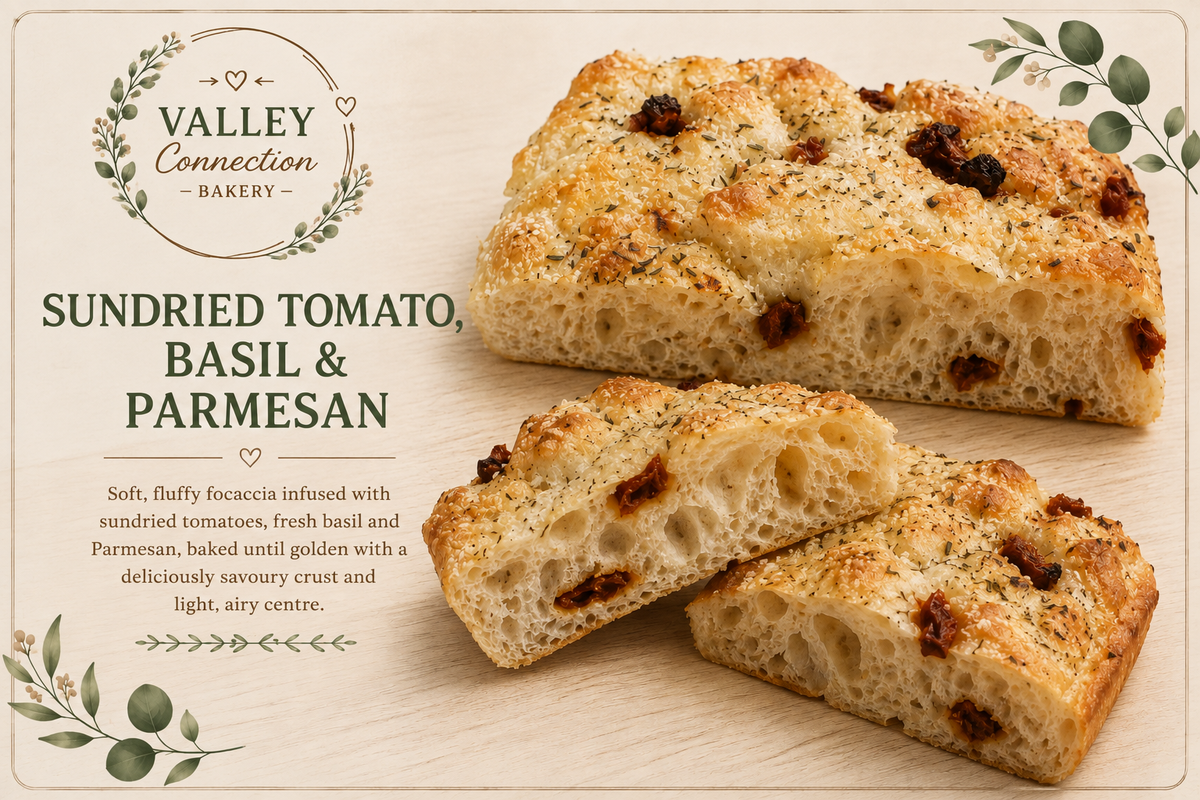 Sundried Tomato, Basil & Parmesan Focaccia